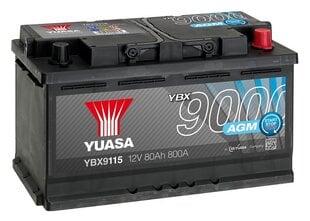 Aku 80Ah 12V 800A Yuasa AGM цена и информация | Аккумуляторы | kaup24.ee