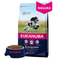 Eukanuba kuivsööt keskmises suuruses kuni 12-kuustele kutsikatele, värske kanaga, 15 kg hind ja info | Kuivtoit koertele | kaup24.ee