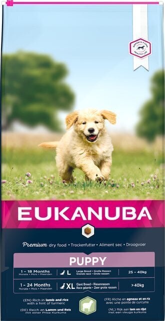 Kuivtoit koertele Eukanuba Puppy lambaliha ja riisiga, 12 kg цена и информация | Kuivtoit koertele | kaup24.ee