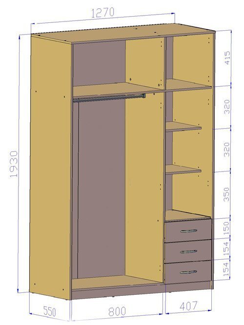 Riidekapp NORE Natasja 6D3SZ hind ja info | Kapid | kaup24.ee