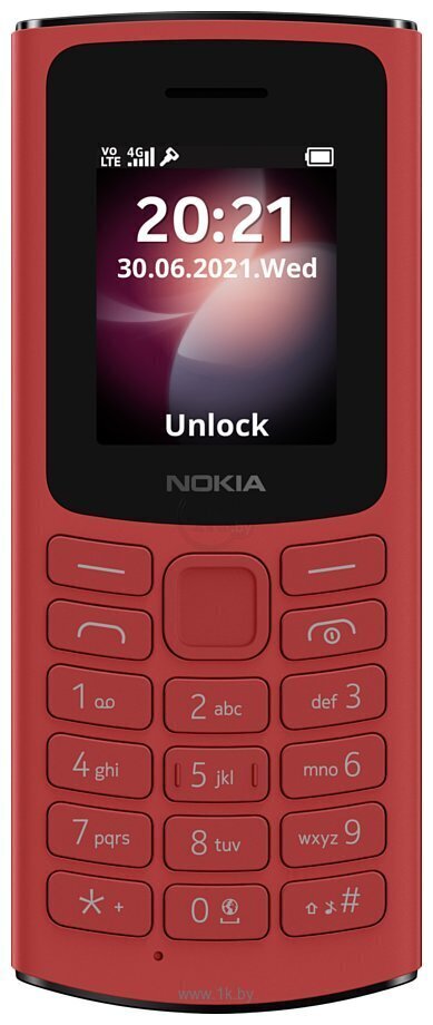 Nokia 105 4G Dual-SIM, punane hind ja info | Telefonid | kaup24.ee