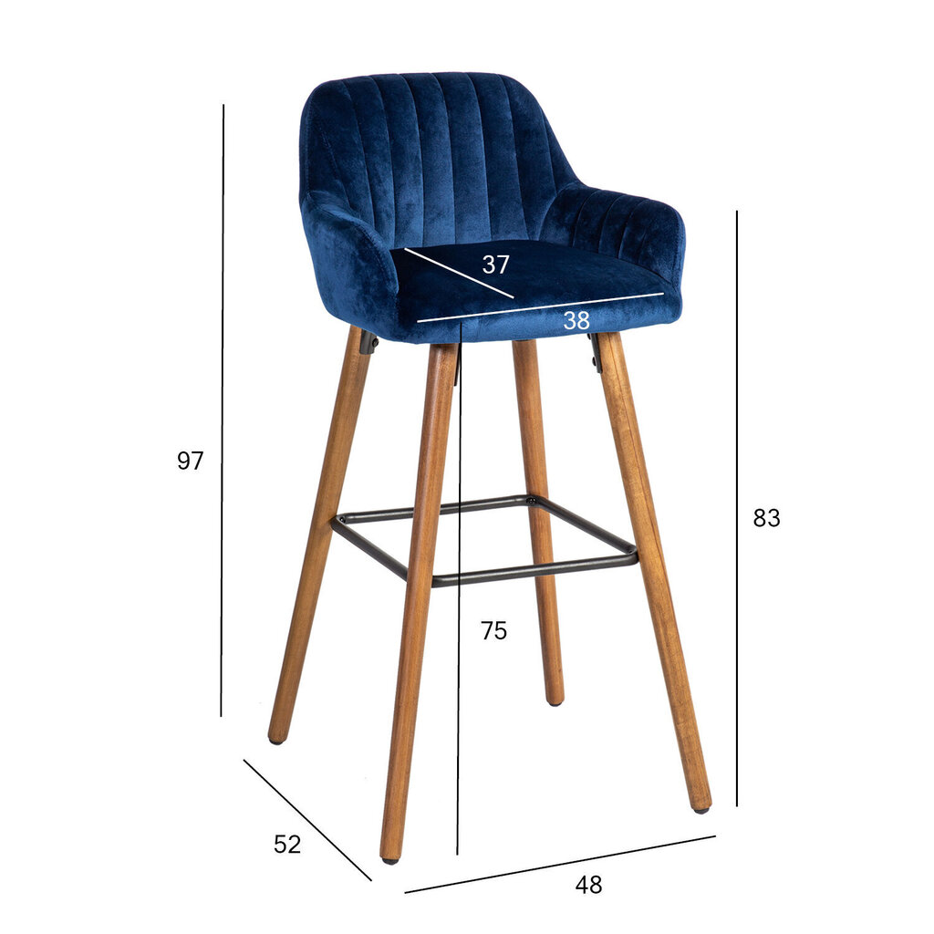 Baaritool Home4You Ariel, sinine/pruun hind ja info | Söögilaua toolid, köögitoolid | kaup24.ee