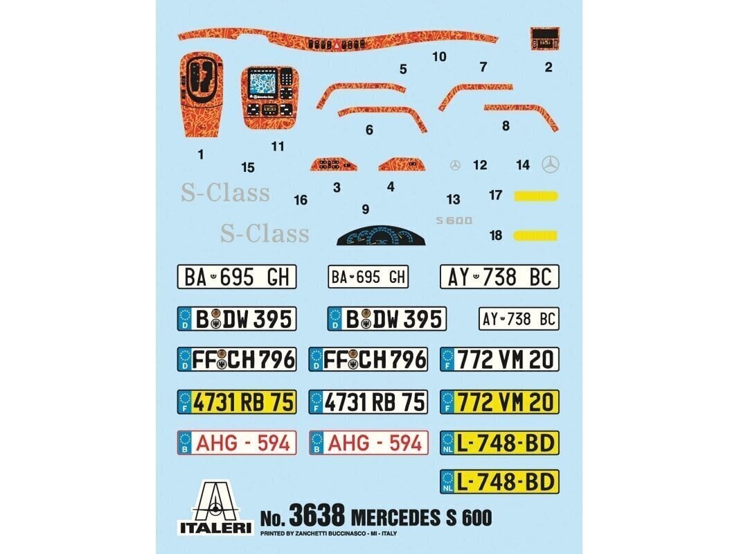 Italeri - Mercedes Benz 600S, 1/24, 3638 hind ja info | Klotsid ja konstruktorid | kaup24.ee