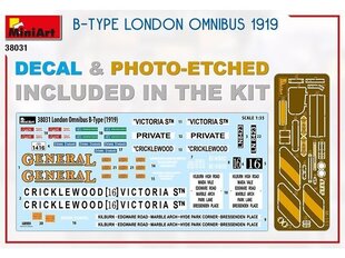 Miniart - B-Type London Omnibus 1919, 1/35, 38031 hind ja info | Klotsid ja konstruktorid | kaup24.ee