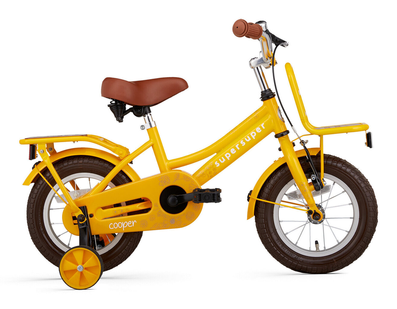 Laste jalgratas Supersuper Cooper BB 12'', 21,5 cm, kollane цена и информация | Jalgrattad | kaup24.ee