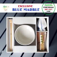 Matcha Komplekt Blue Marble BMK4 - Matcha klaasnõu + vispel + bambuslusikas + vispli hoidja цена и информация | Столовые и кухонные приборы | kaup24.ee