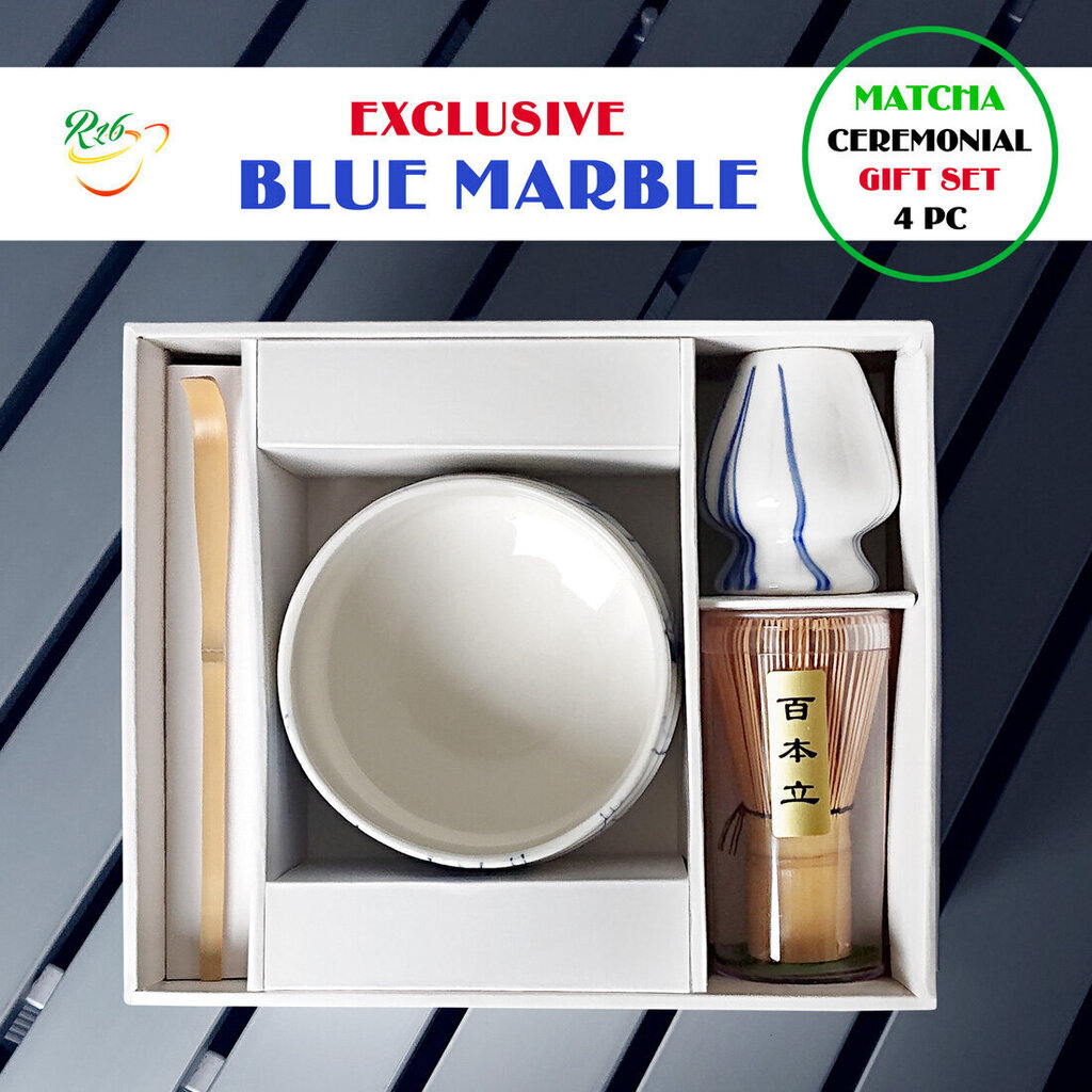 Matcha Komplekt Blue Marble BMK4 - Matcha klaasnõu + vispel + bambuslusikas + vispli hoidja hind ja info | Köögitarbed | kaup24.ee