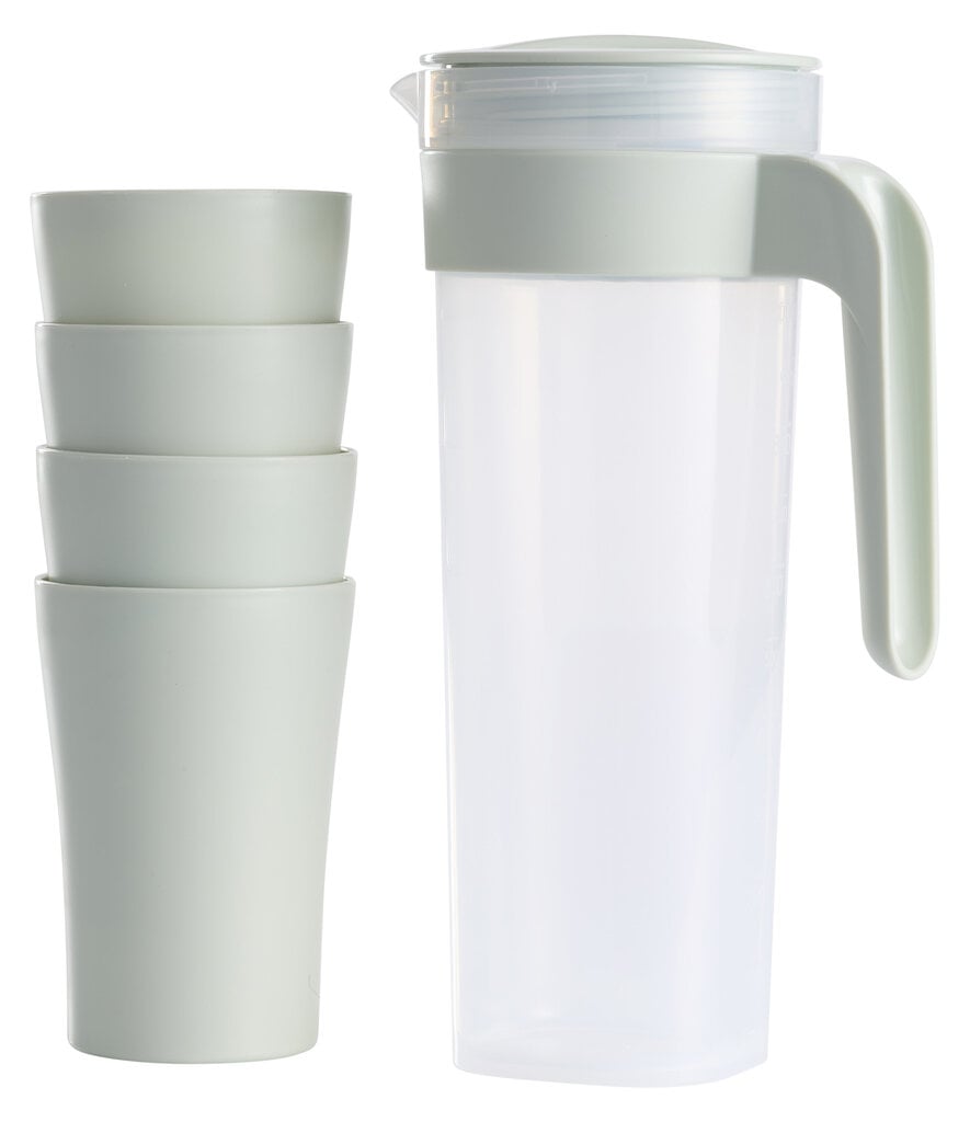 Joogikann 1,4l + 4 klaasi Day (3-eri värvi plastik) hind ja info | Klaasid, tassid ja kannud | kaup24.ee