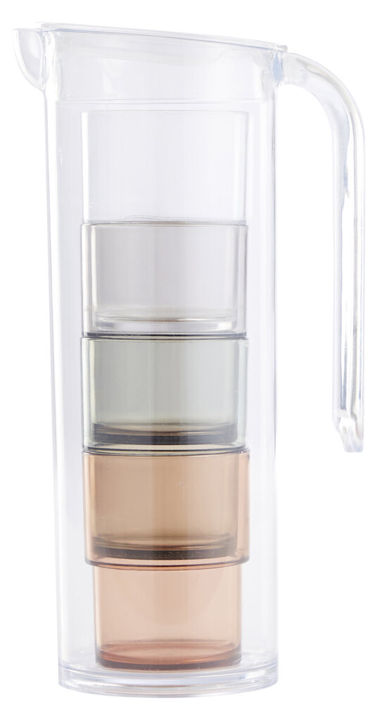 Joogikann 1,4l + 4 klaasi (värviline plastik) Day hind ja info | Klaasid, tassid ja kannud | kaup24.ee