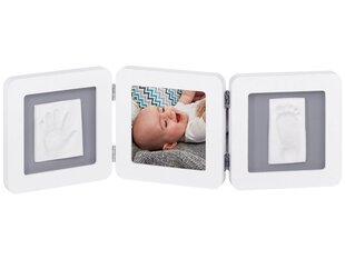 Набор для изготовления отпечатка ножки/ручки малыша Baby Art Modern Trendy Double Print Frame, белый/серый цена и информация | Отпечатки для младенцев | kaup24.ee