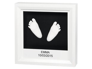 3D käe-või jalajälgedega pildiraam Baby Art, valge/must hind ja info | Imikute käe- ja jalajäljendid | kaup24.ee