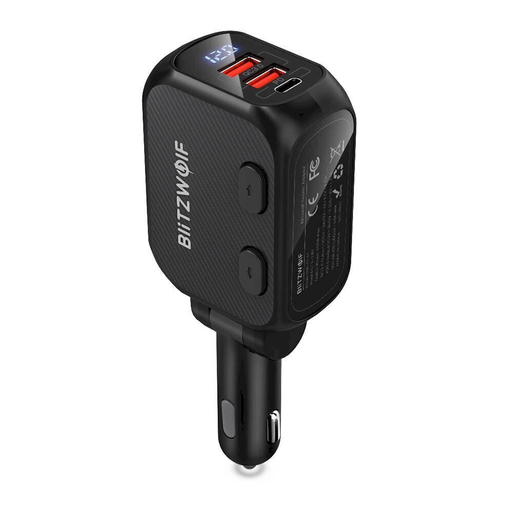 BlitzWolf BW-CLA1 kahekordne jaotur, 2xUSB, USB-C, 150 W (must) hind ja info | Mobiiltelefonide laadijad | kaup24.ee