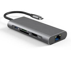 Aдаптер USB Type-C - 2 x USB 3.0, 1x USB 2.0, 1x Type C (PD), HDMI, SD, TF, RJ45 LAN цена и информация | Extra Digital Компьютерная техника | kaup24.ee