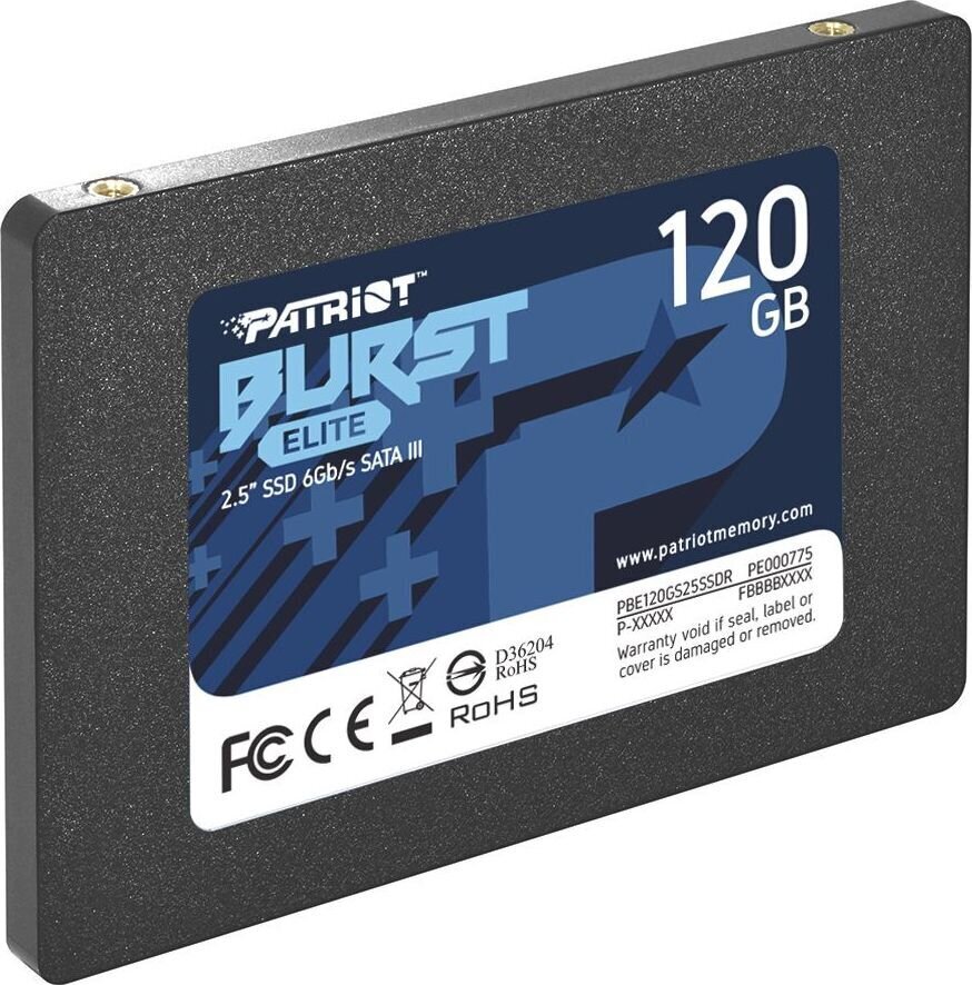 Patriot PBE120GS25SSDR цена и информация | Sisemised kõvakettad (HDD, SSD, Hybrid) | kaup24.ee