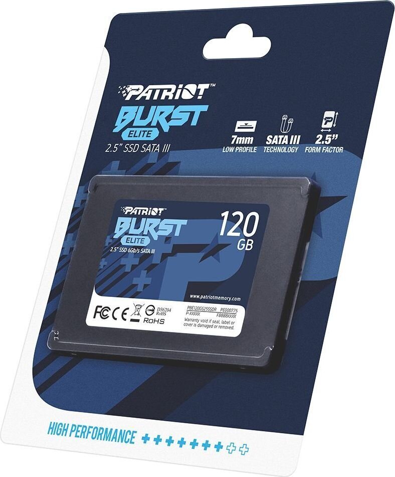 Patriot PBE120GS25SSDR цена и информация | Sisemised kõvakettad (HDD, SSD, Hybrid) | kaup24.ee