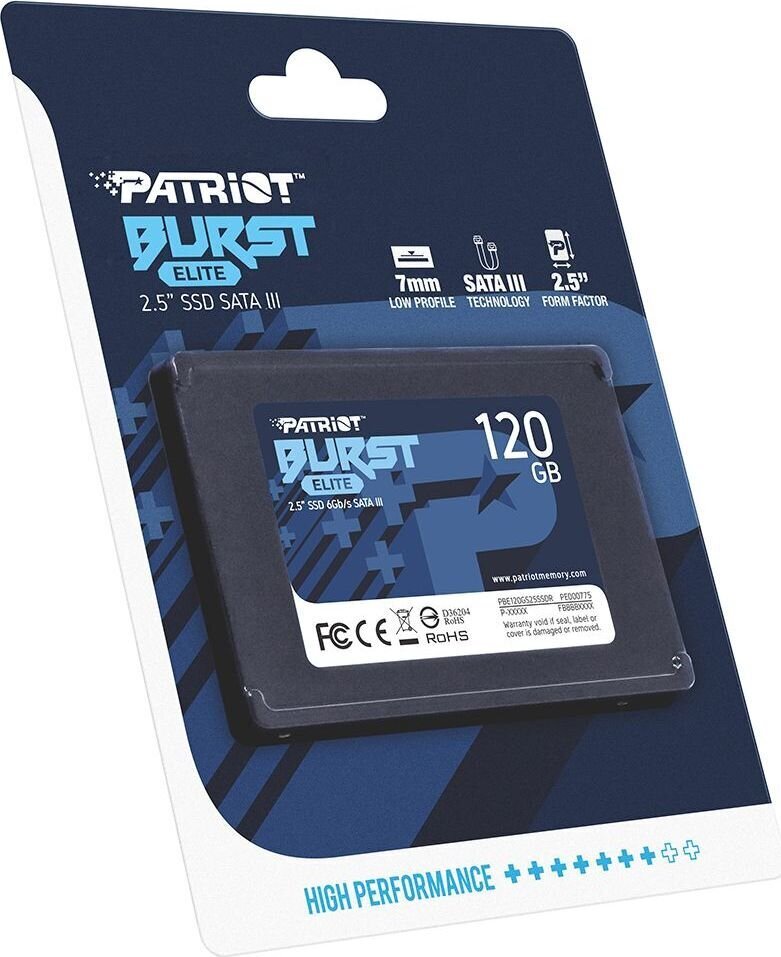 Patriot PBE120GS25SSDR цена и информация | Sisemised kõvakettad (HDD, SSD, Hybrid) | kaup24.ee