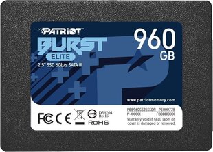 SSD|PATRIOT|Burst Elite|960GB|SATA 3.0|3D NAND|Скорость записи 320 МБайт/с|Скорость чтения 450 МБайт/с|2,5"|TBW 400 TB|PBE960GS25SSDR цена и информация | Внутренние жёсткие диски (HDD, SSD, Hybrid) | kaup24.ee