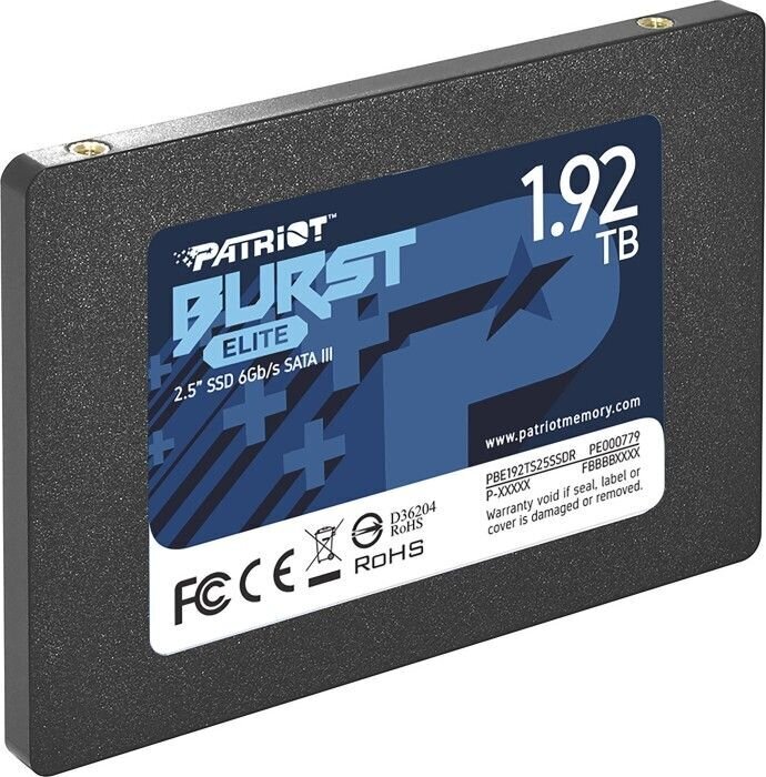 Patriot PBE192TS25SSDR цена и информация | Sisemised kõvakettad (HDD, SSD, Hybrid) | kaup24.ee