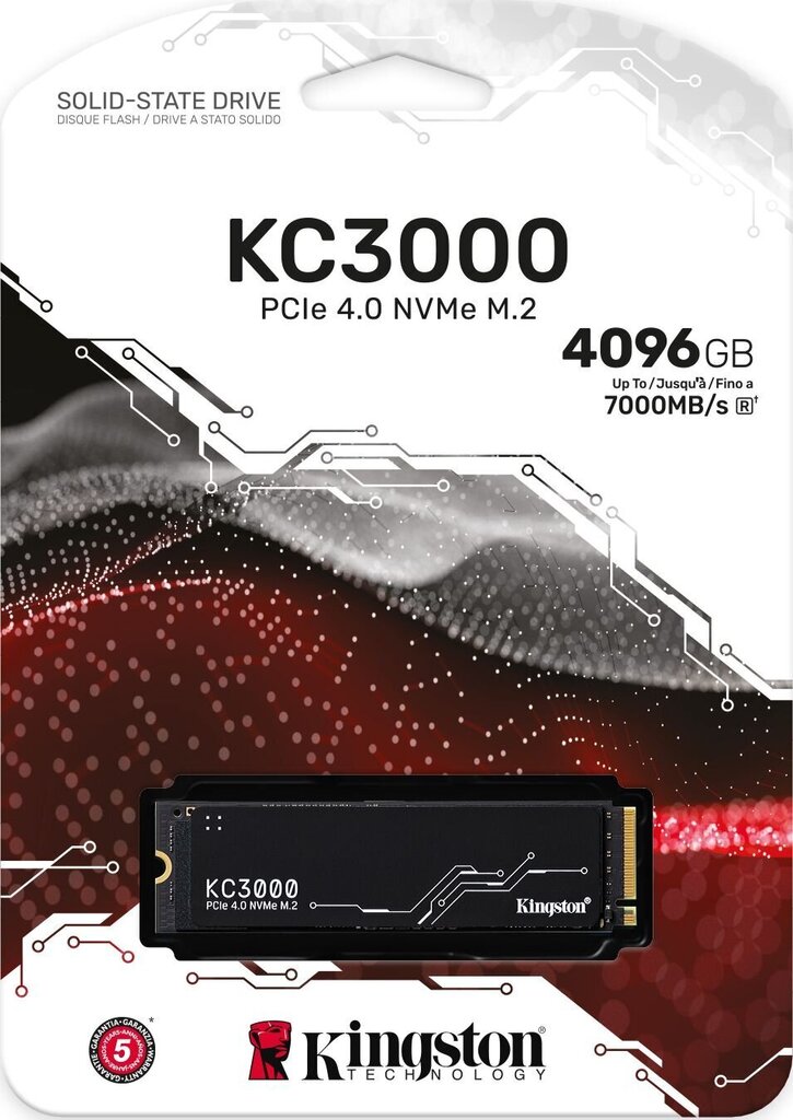 SSD|KINGSTON|KC3000|4TB|M.2|PCIE|NVMe|3D TLC|Kirjutuskiirus 7000 MBait/s|Lugemiskiirus 7000 MBait/s|3,5 mm|MTBF 1800000 tundi|SKC3000D/4096G hind ja info | Sisemised kõvakettad (HDD, SSD, Hybrid) | kaup24.ee