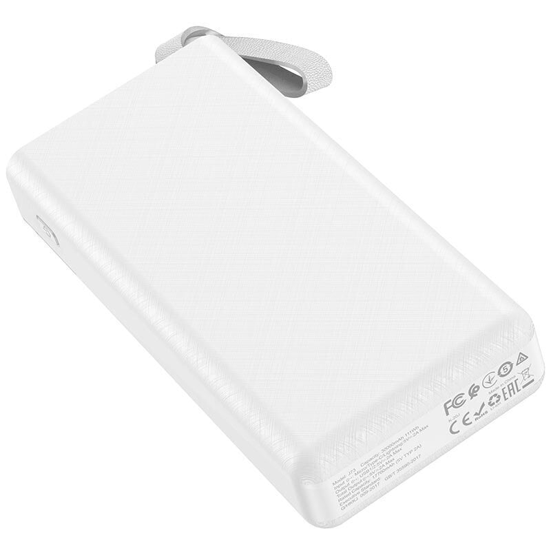 Power Bank / Kaasaskantav väline aku 30000mAh LED-lambi ja LED-ekraaniga, Hoco Li-Pol J73 | 2USB / Type-C/Lightning, 2A | Valge цена и информация | Akupangad | kaup24.ee