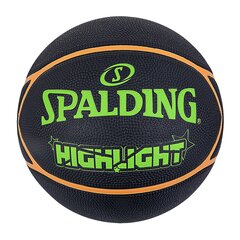 Баскетбольный мяч Spalding Highlight, размер 7, черный/зеленый цена и информация | Баскетбольные мячи | kaup24.ee