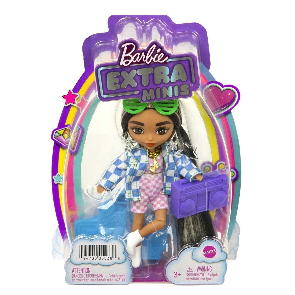 Barbie® Extra Mini nukk ruudulise jakiga HGP64 hind ja info | Tüdrukute mänguasjad | kaup24.ee