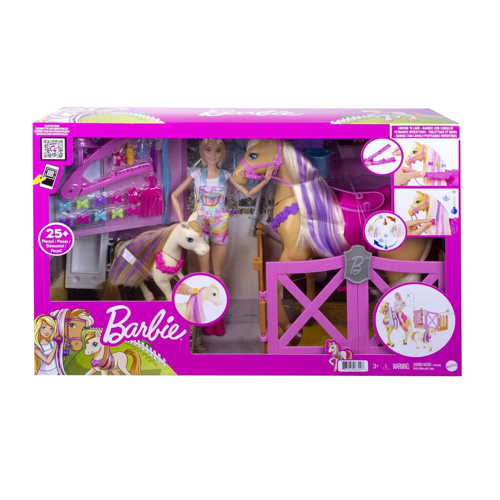 Barbie® hobuste hoolduskomplekt GXV77 hind ja info | Tüdrukute mänguasjad | kaup24.ee