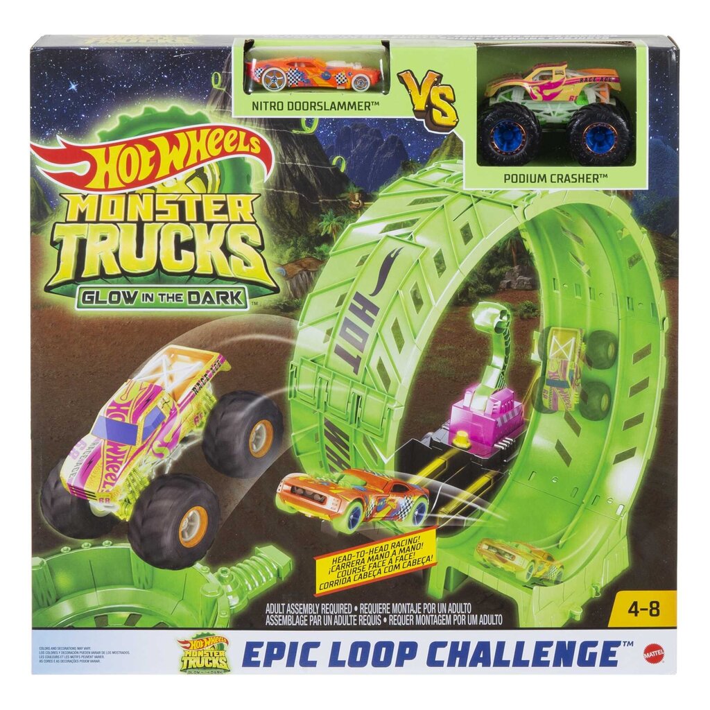 Hot Wheels® Monster Trucks® pimedas helendav surmasõlmerada HBN02 hind ja info | Poiste mänguasjad | kaup24.ee