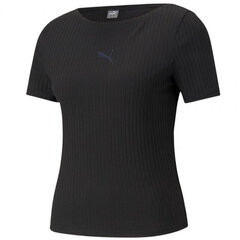 Naiste T-särk Puma Her Ribbed Slim Tee W 531917 01, must hind ja info | Naiste T-särgid | kaup24.ee