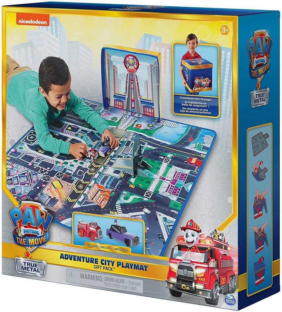 Mängumatt Käpa Patrull + 2 autot, Paw Patrol The Movie - True Metal - Adventure City Playmat цена и информация | Poiste mänguasjad | kaup24.ee