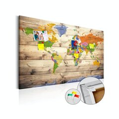 Пробковая картина Map on wood: Colourful Travels цена и информация | Картины, живопись | kaup24.ee