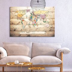 Пробковая картина World Map: Wooden Oceans цена и информация | Картины, живопись | kaup24.ee