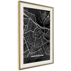 Плакат Карта города: Амстердам (в темноте) цена и информация | Картины, живопись | kaup24.ee