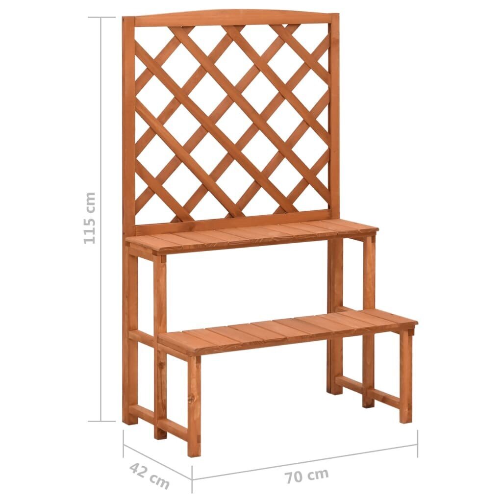 vidaXL võrega taimealus, 70 x 42 x 115 cm, nulupuit цена и информация | Vaasid, alused, redelid lilledele | kaup24.ee