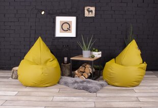 Кресло-мешок Qubo™ Splash Drop, эко-кожа, желтое цена и информация | Кресла-мешки и пуфы | kaup24.ee