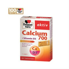 Maisto papildas Doppelherz Aktiv Calcium 700 + Vitamin D3, 30 kapsulių hind ja info | Vitamiinid, toidulisandid, preparaadid tervise heaoluks | kaup24.ee