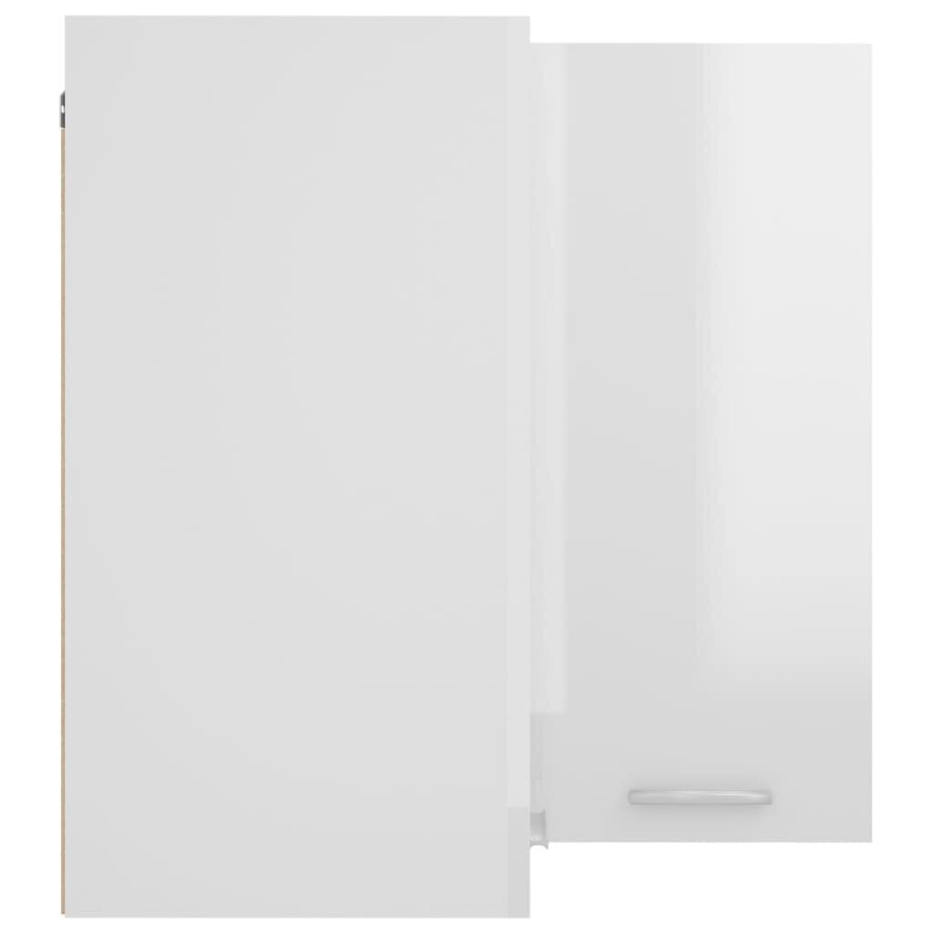 vidaXL seina nurgakapp, kõrgläikega valge, 57x57x60 cm puitlaastplaat hind ja info | Köögikapid | kaup24.ee