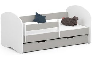 Кровать с матрасом, ящиком для постельного белья и съемной защитой NORE Smile, 140x70 см, белый/серый цена и информация | Детские кровати | kaup24.ee
