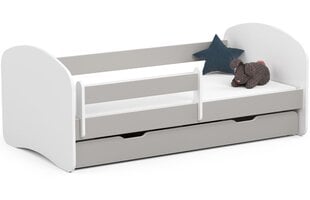Кровать с матрасом, ящиком для постельного белья и съемной защитой NORE Smile, 160x80 см, белый/серый цена и информация | Детские кровати | kaup24.ee
