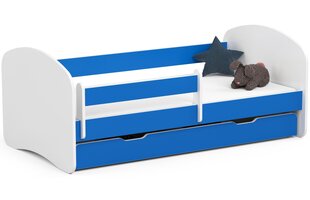 Кровать с матрасом, ящиком для постельного белья и съемной защитой NORE Smile, 160x80 см, белый/синий цена и информация | Детские кровати | kaup24.ee