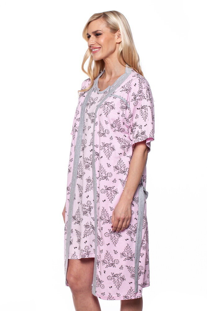 Naiste hommikumantli ja öösärgi komplekt Betul 658, puuvillane, roosa hind ja info | Naiste hommikumantlid | kaup24.ee