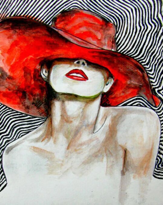 Maalid numbrite järgi "A woman in a red hat", 40 x 50 KTMK-881587 G hind ja info | Maalid numbri järgi | kaup24.ee