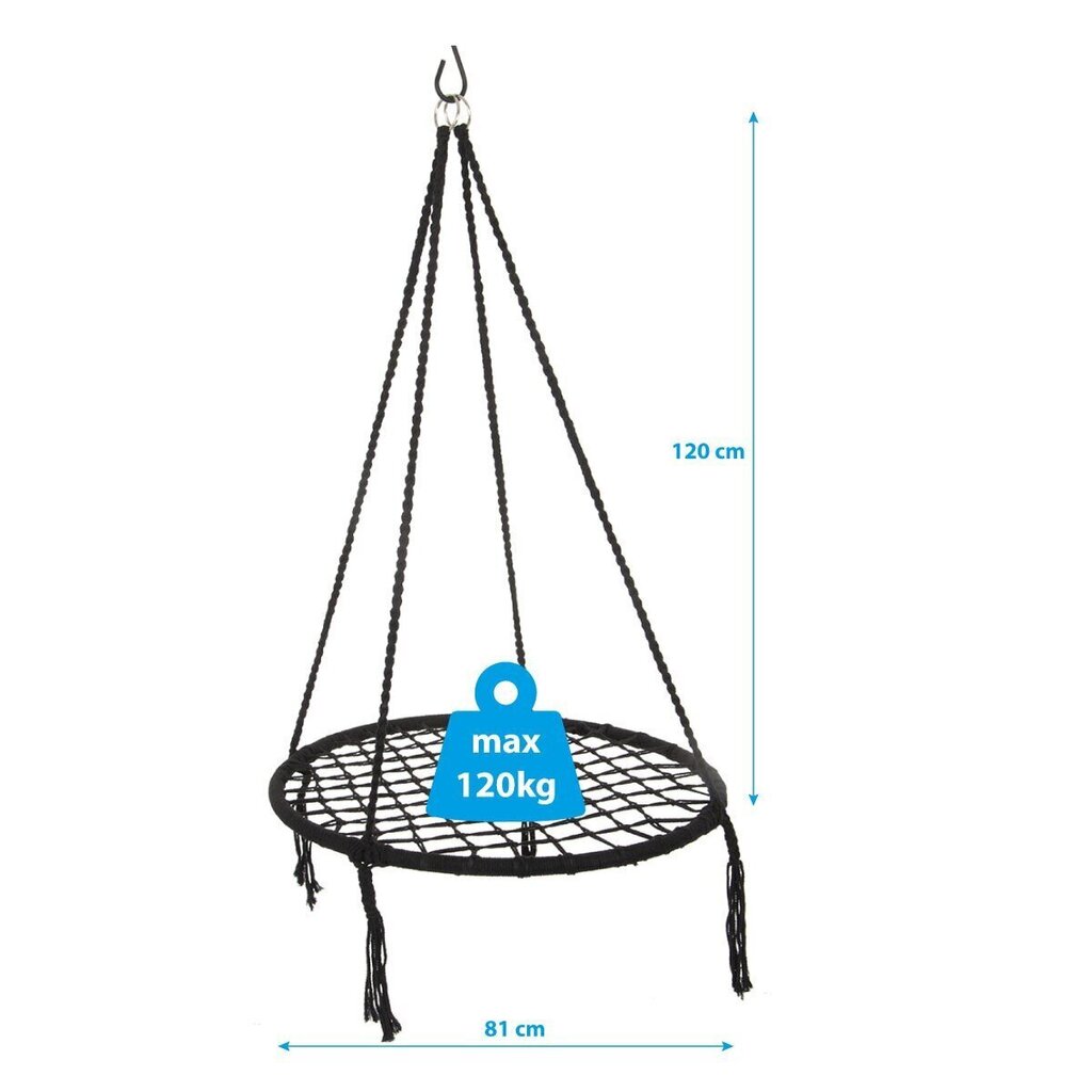 Rippkiik „Kurepesa“ Saska Garden, 80 cm, must цена и информация | Võrkkiiged | kaup24.ee