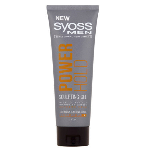 Juuksegeel Syoss meestele Power Hold 5 (Sculpting Gel), 250 ml hind ja info | Viimistlusvahendid juustele | kaup24.ee