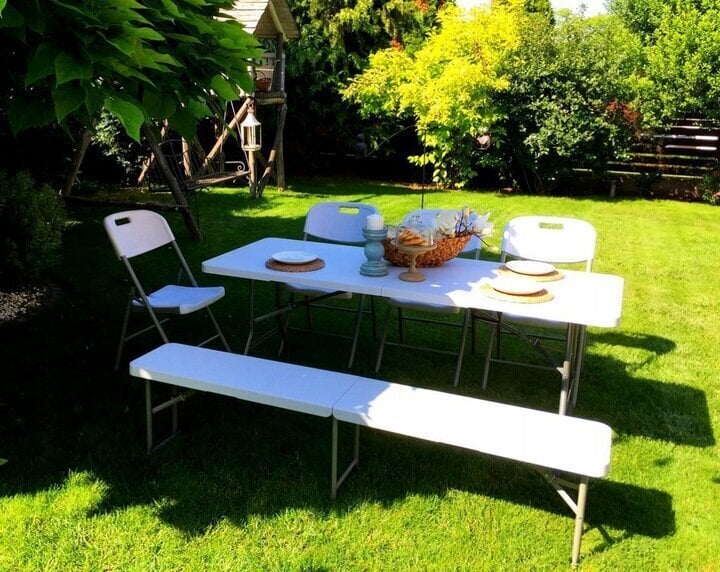 Kokkupandav laud Party, 180x70 cm, valge цена и информация | Aialauad | kaup24.ee