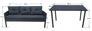Комплект мебели для сада Capri 145 см Silver / Light Grey Dallas Light Grey / Grey 6+1 цена и информация | Комплекты уличной мебели | kaup24.ee