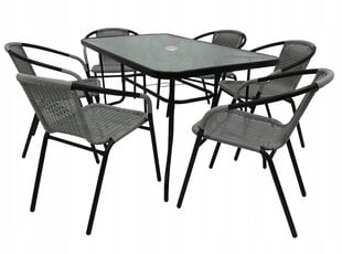 Комплект уличной мебели Cyprus Rectangle/O 140/6, серый/черный цена и информация | Комплекты уличной мебели | kaup24.ee