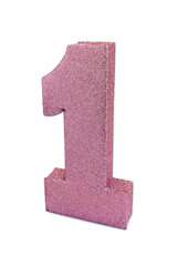Lauakaunistus "1", roosa läikiv hind ja info | Peokaunistused | kaup24.ee