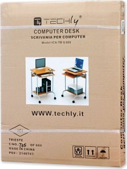 Kontoriarvutilaud Techly, mobiilne, klaviatuuririiuli ja ratastega, valge цена и информация | Arvutilauad, kirjutuslauad | kaup24.ee