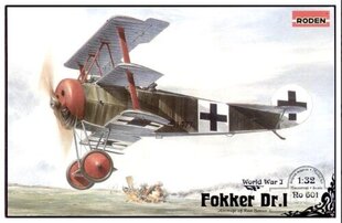 Склеиваемая модель Roden 601 Fokker Dr.I 1/32 цена и информация | Склеиваемые модели | kaup24.ee
